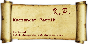 Kaczander Patrik névjegykártya